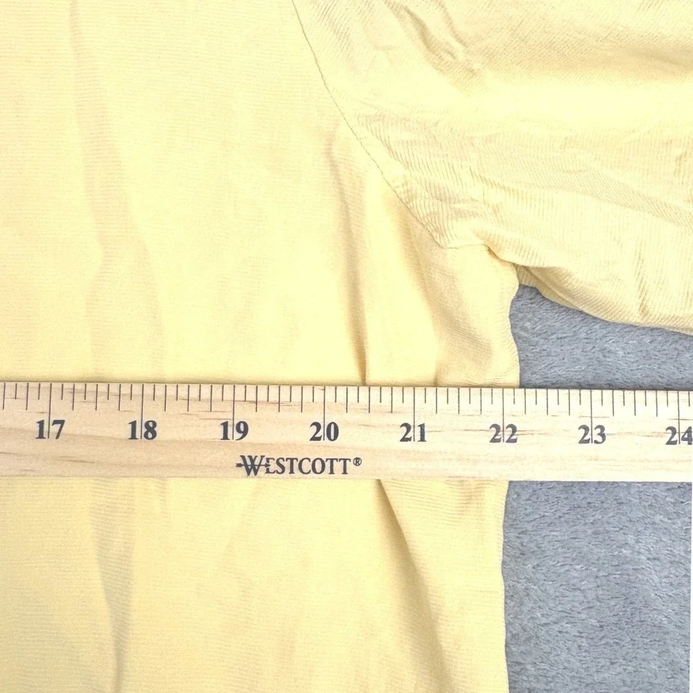 Eileen Fisher M L Yellow‎ Silk Button Front Blouse Tunic Long Sleeve Minimalist